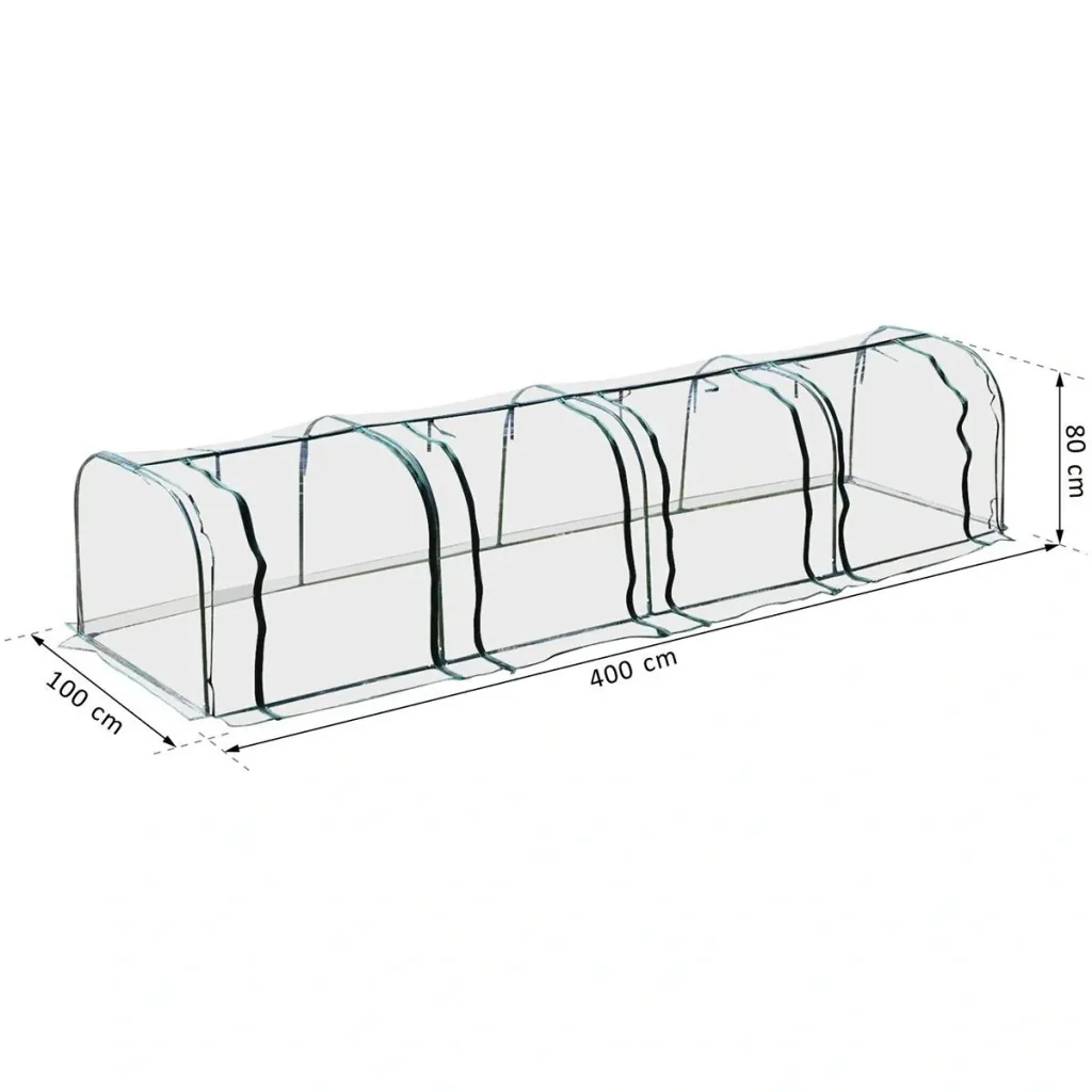 Polytunnel with 4 doors transparent/dark green
