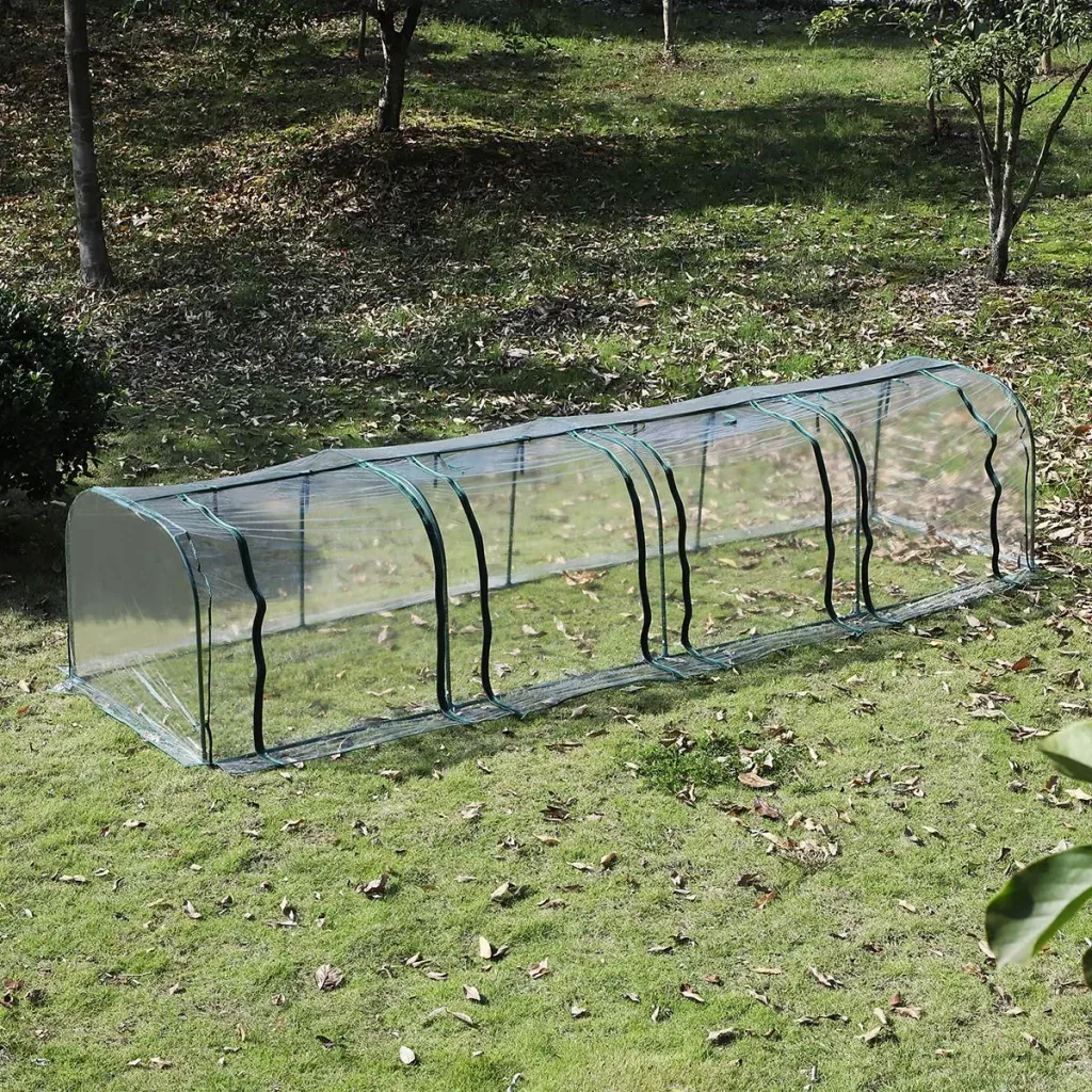 Polytunnel with 4 doors transparent/dark green
