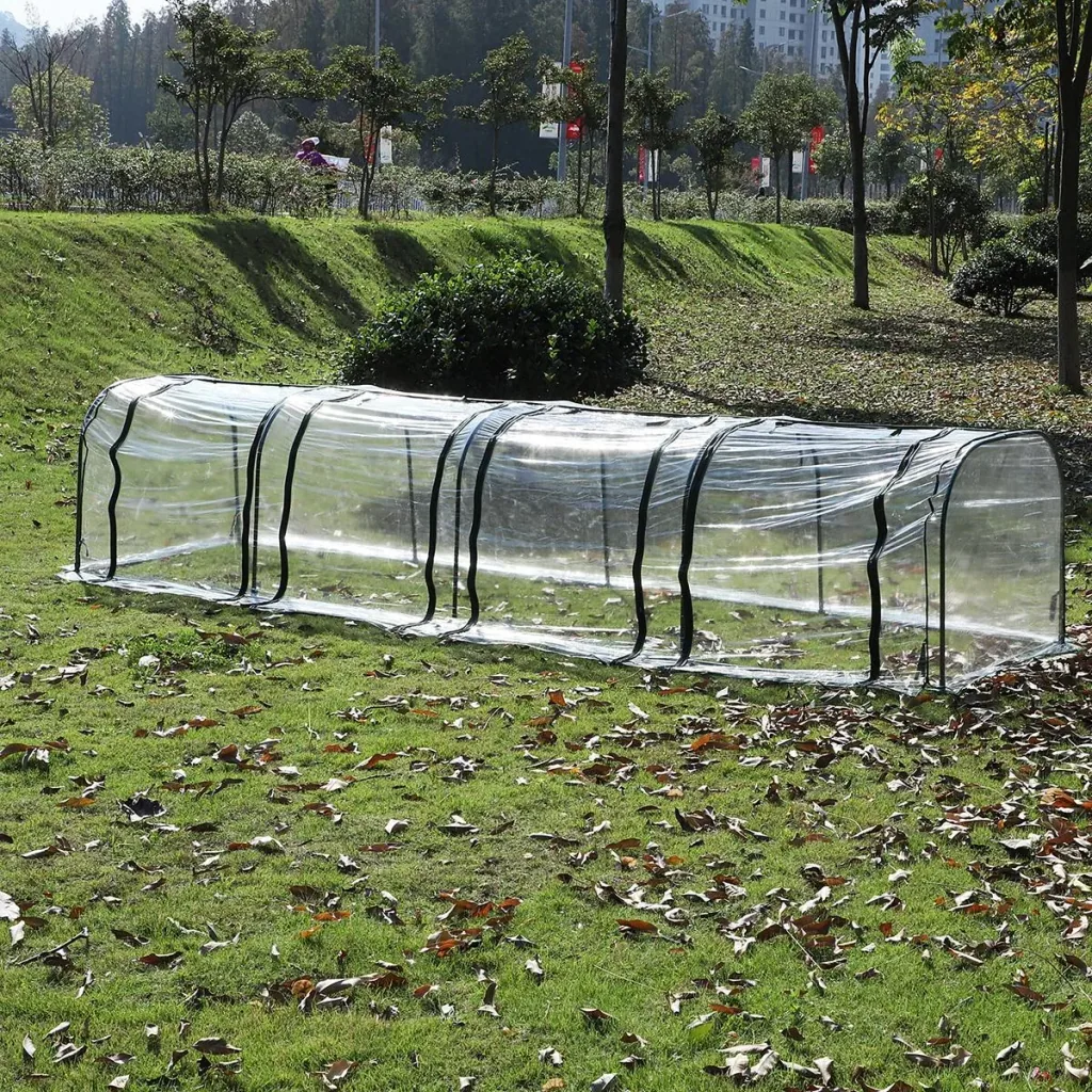 Polytunnel with 4 doors transparent/dark green