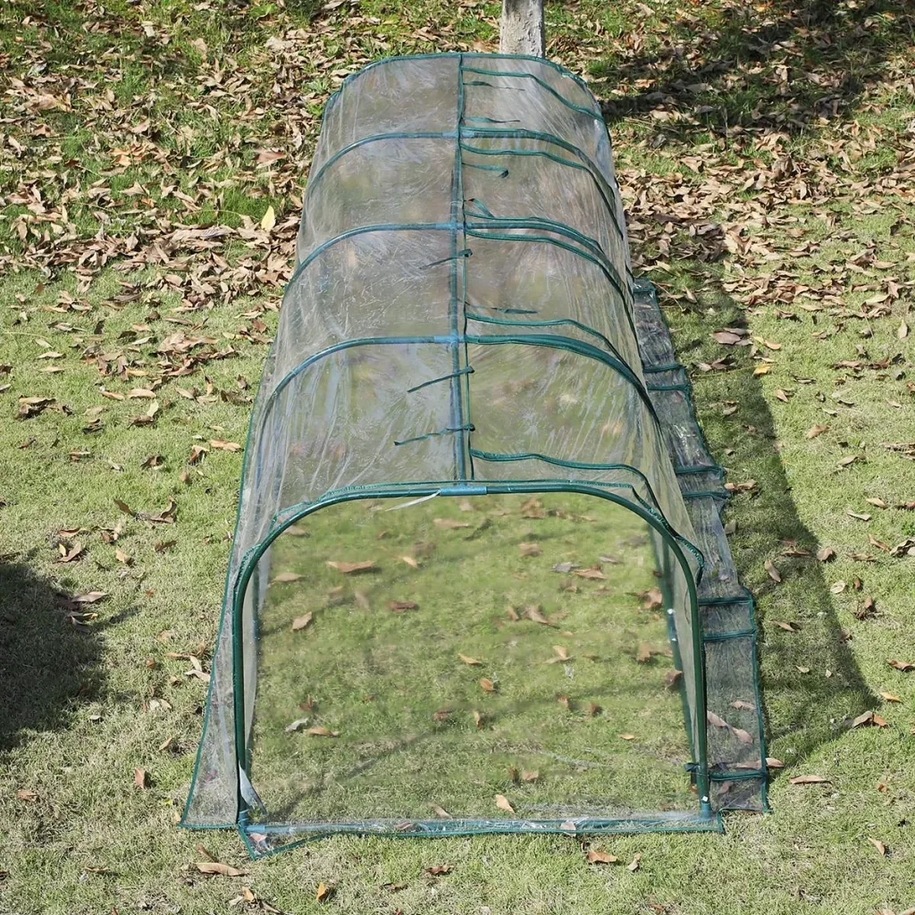 Polytunnel with 4 doors transparent/dark green