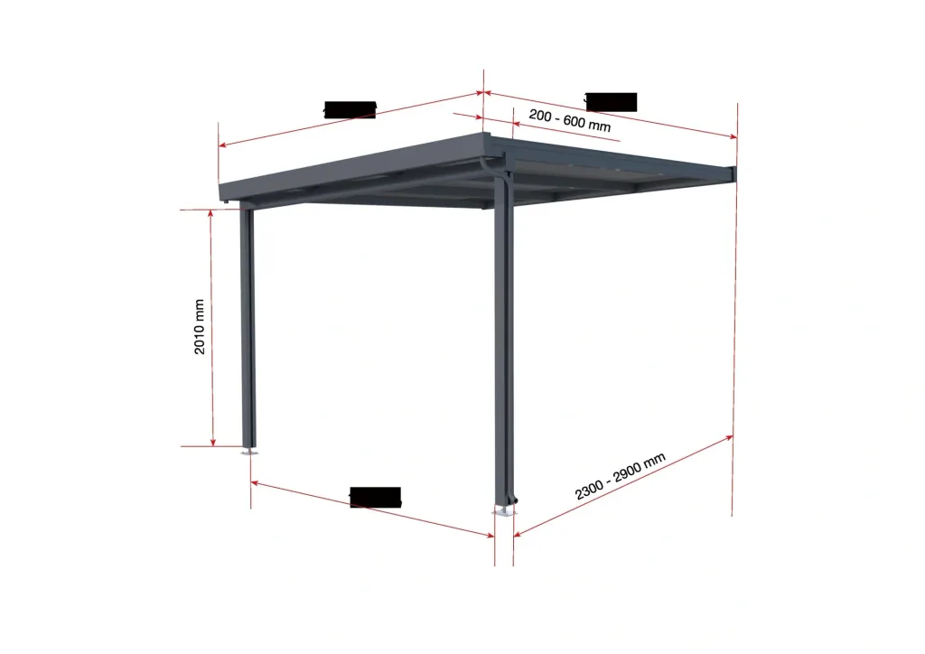Patio roof Premium, anthracite, 3094 x 3060 mm - Polycarbonate multi-wall sheets 16 mm, bronze