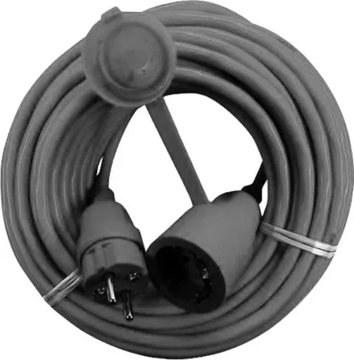 Rubber extension cable 10 m in black, indoor and outdoor use
