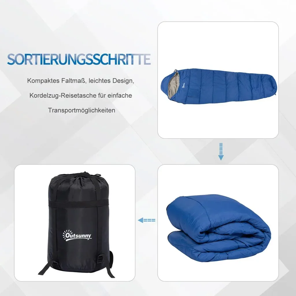 Sleeping bag with carrying bag blue/grey