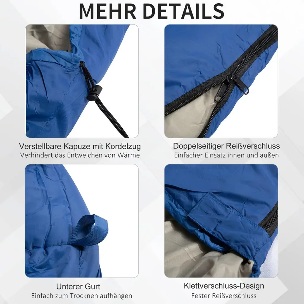 Sleeping bag with carrying bag blue/grey