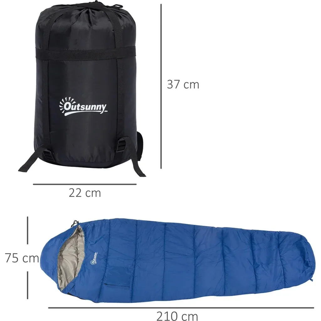 Sleeping bag with carrying bag blue/grey