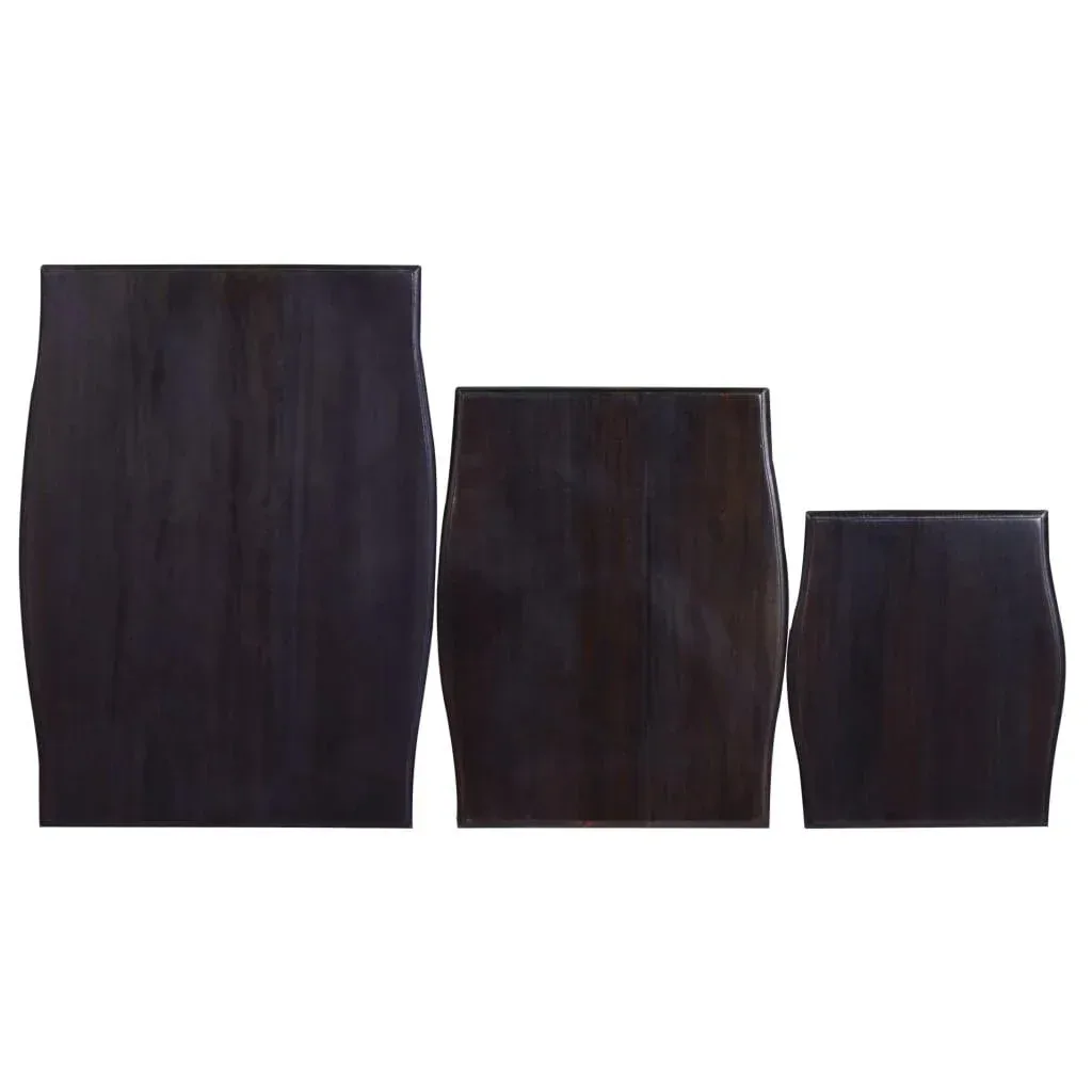 Side tables 3 pieces solid mahogany light coffee-colored