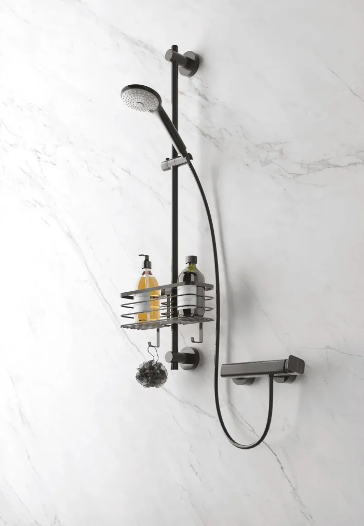 Basket for shower rod "Origin Lava", black, matte, 29 x 11 x 15 cm