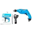 500 Watt hammer drill with 19-piece titanium-coated HSS drill bit set and TCT concrete drill bit set 1-9 mm