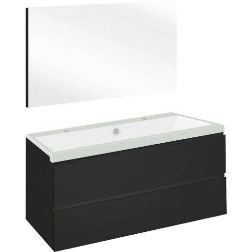 Concept bathroom furniture with mirror 100cm - black/white
