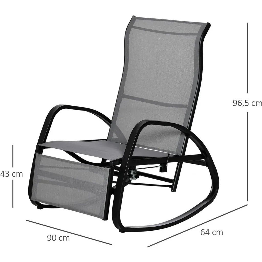 Rocking chair rocking lounger with backrest footrest adjustable garden lounger swing lounger up to 160 kg load capacity textelin