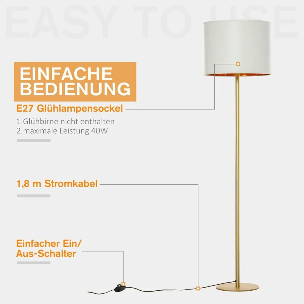 Floor lamp with faux leather shade
