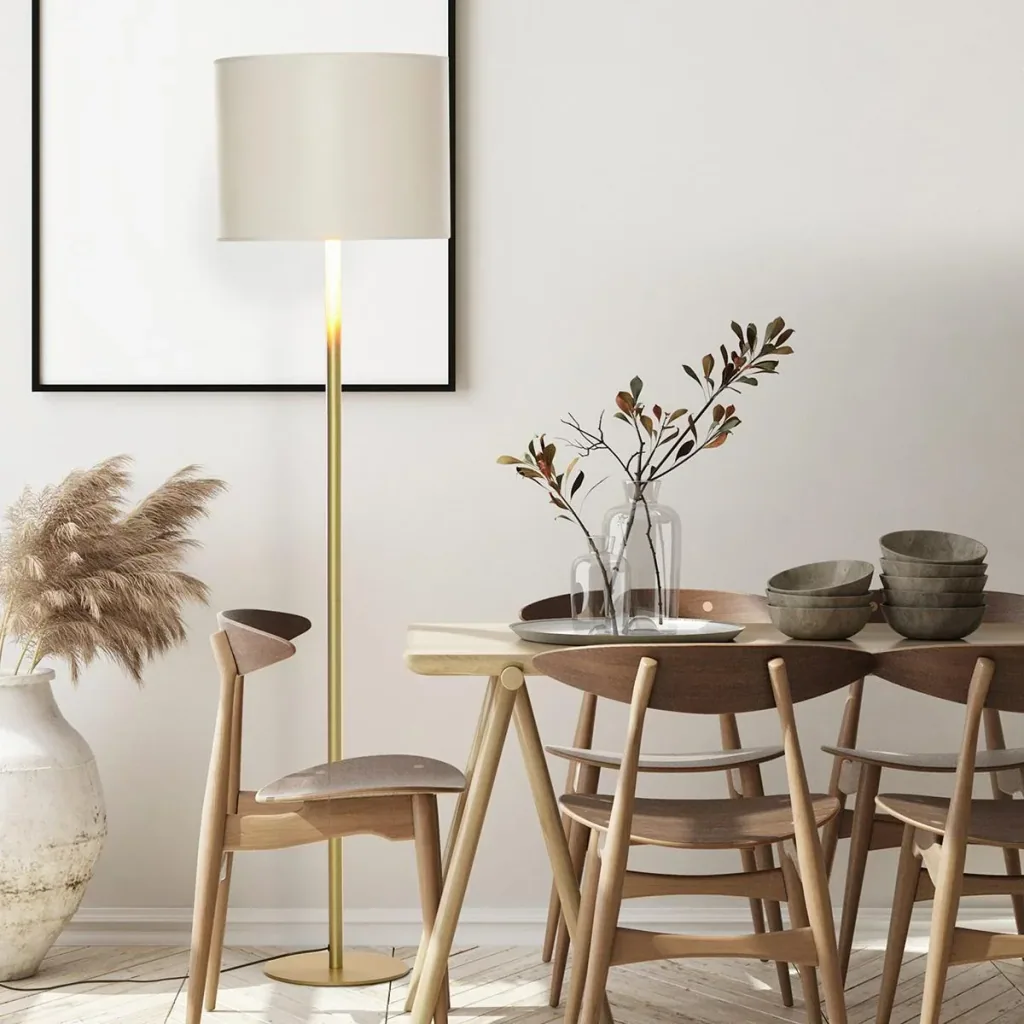 Floor lamp with faux leather shade
