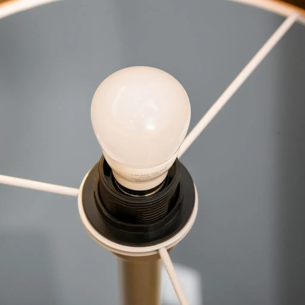 Floor lamp with faux leather shade