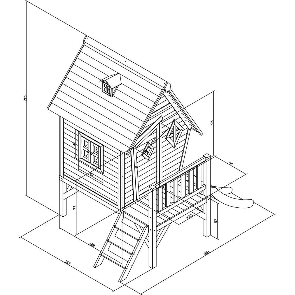 Cabin XL Playhouse Grey/White - White Slide