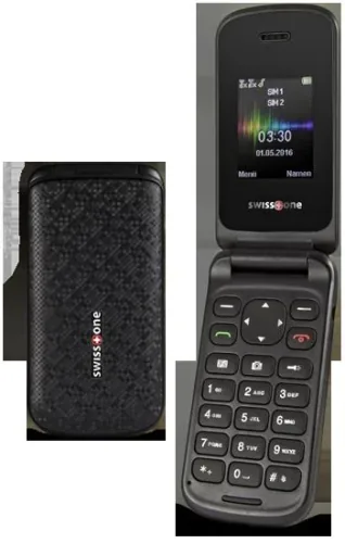 SC 330 black flip phone with dual SIM, color display, Bluetooth, hands-free function