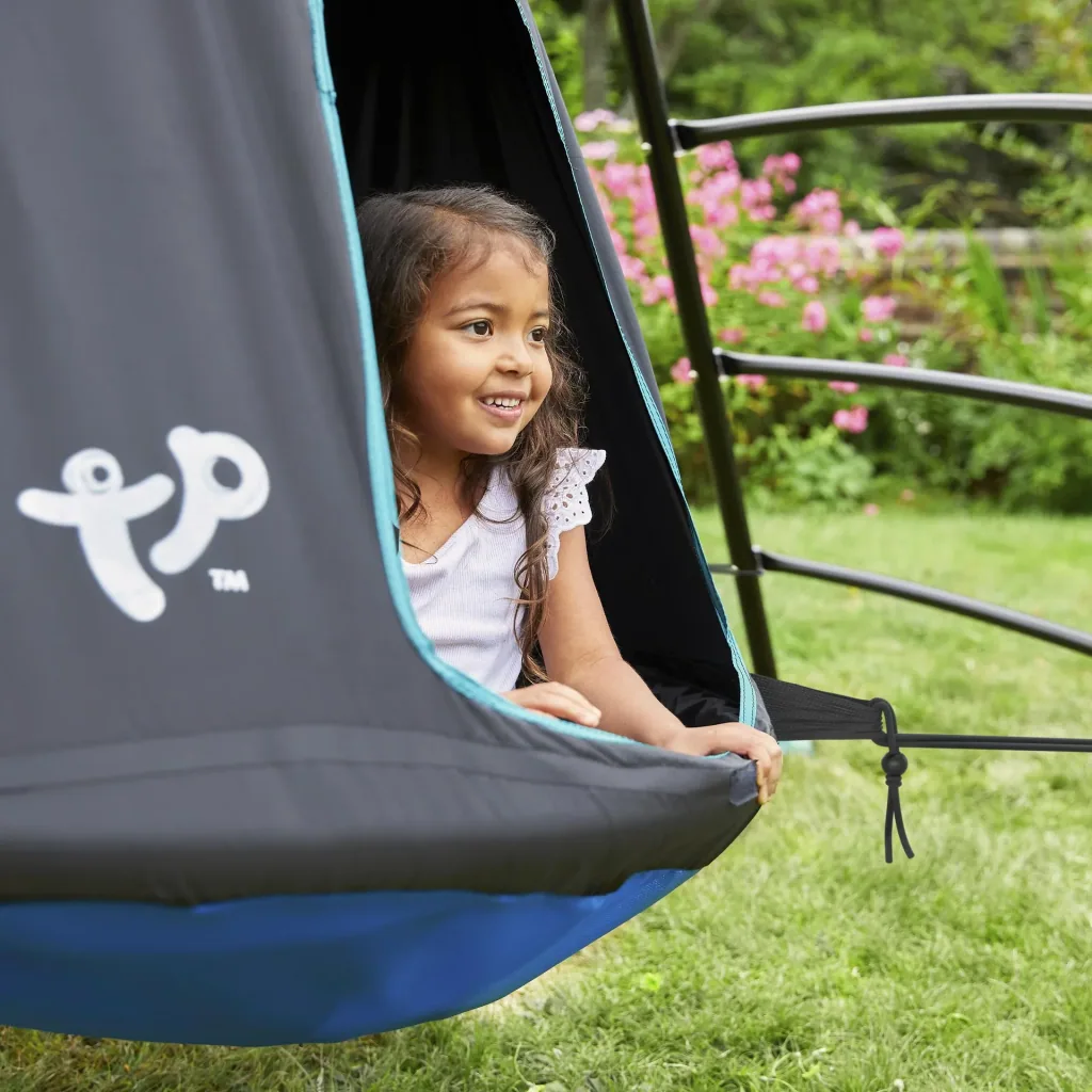 Klimrek UFO met hangstoel 217×122×201 cm Zwart – Stalen frame & gebogen ladder