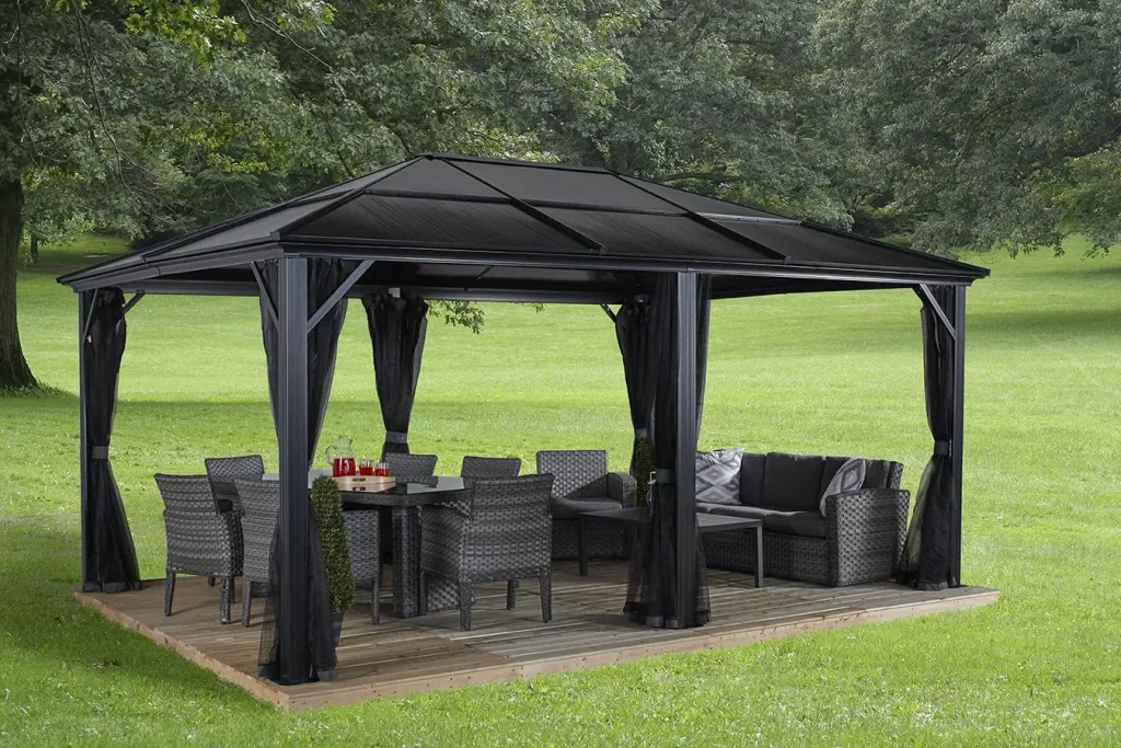 Sojag Meridien aluminium paviljoen, antraciet – met muskietennetten