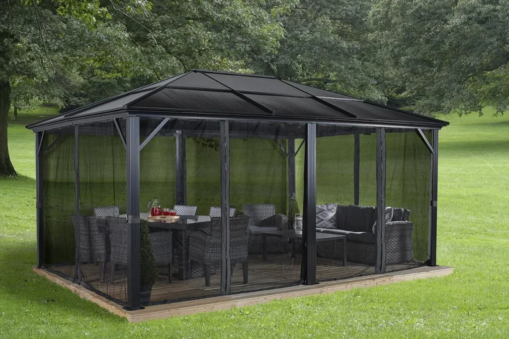 Sojag Meridien aluminium paviljoen, antraciet – met muskietennetten