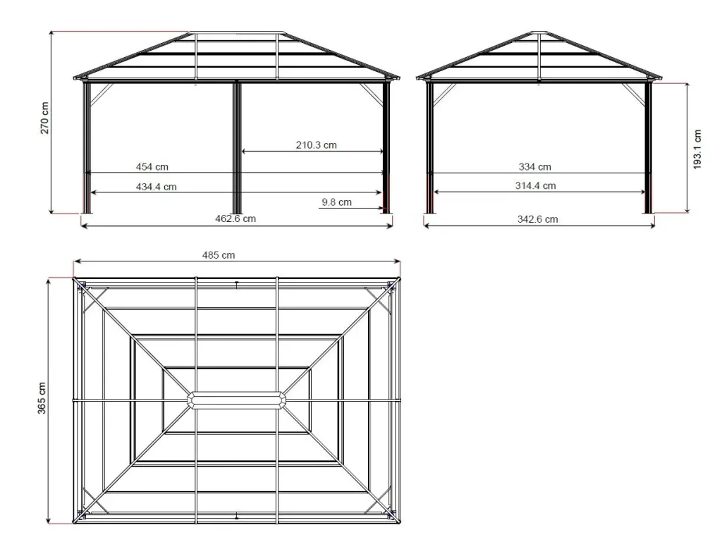 Sojag Meridien aluminium paviljoen, antraciet – met muskietennetten