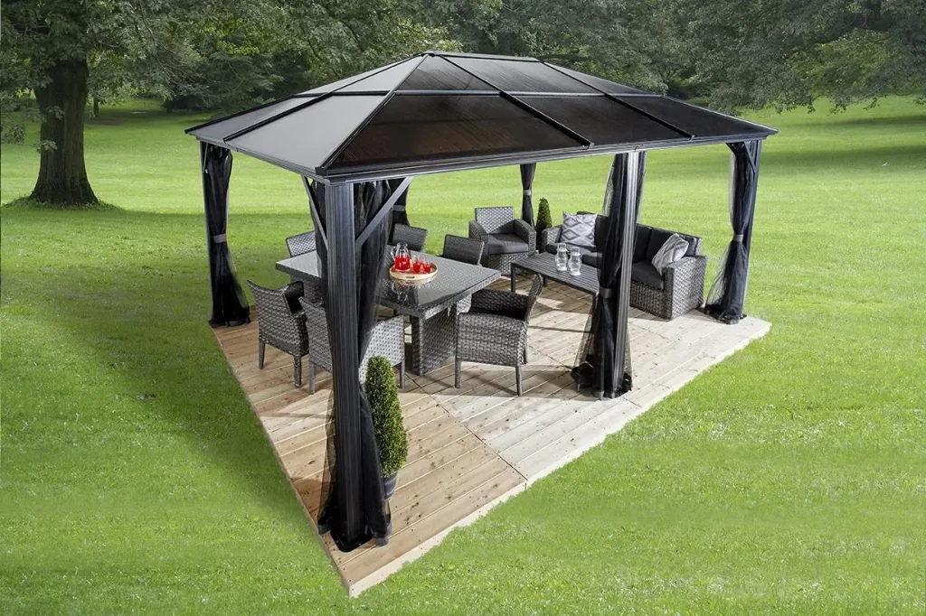 Sojag Meridien aluminium paviljoen, antraciet – met muskietennetten