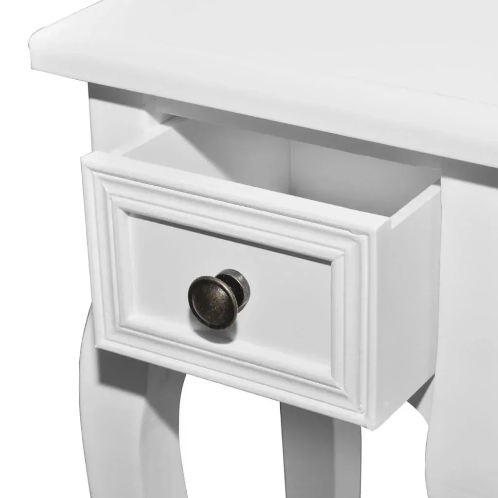 Side table set with drawers white 2-piece