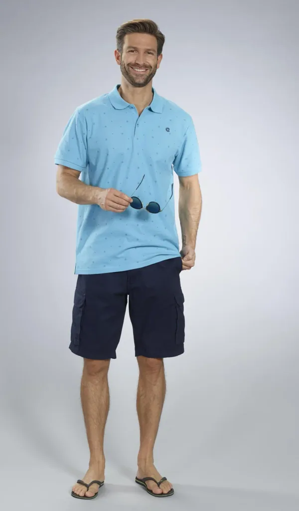 Printed polo shirt, color apua, size M