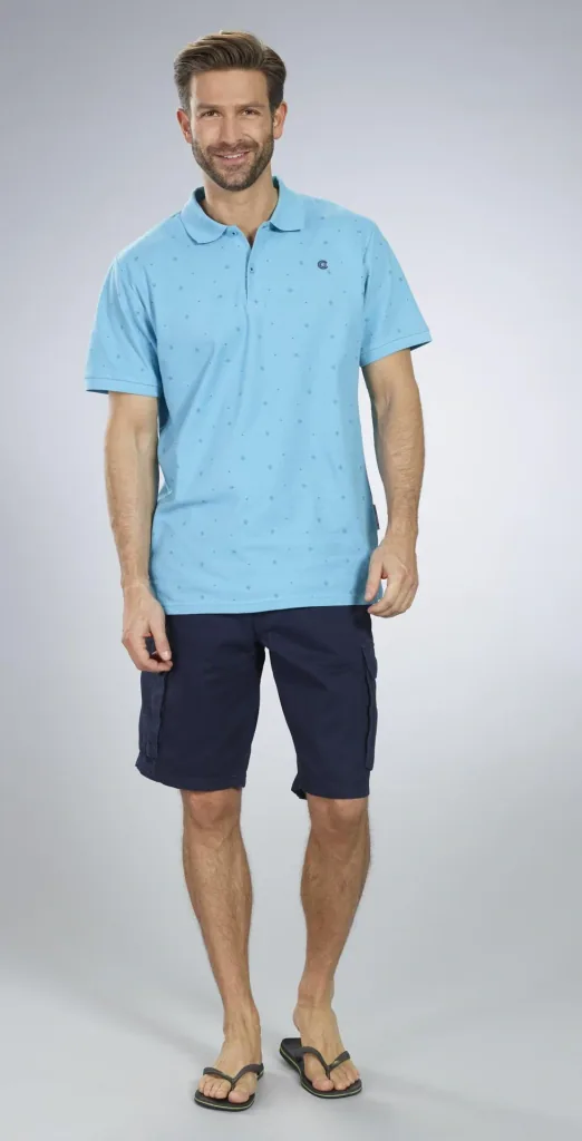 Printed polo shirt, color apua, size M