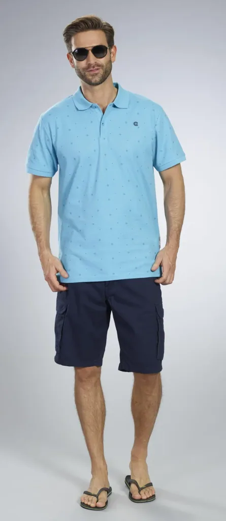 Printed polo shirt, color apua, size M