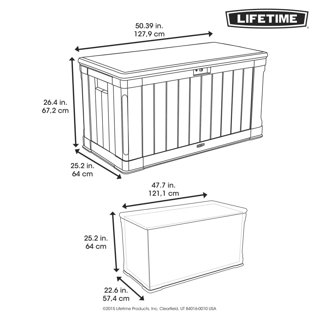 Kussenbox Harmony 440 L 127,9×64×67,2 cm Lichtgrijs – waterdicht, houdt kussens droog