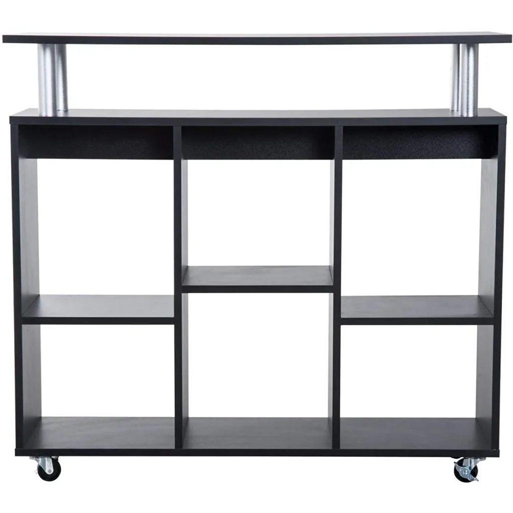 Kitchen trolley serving trolley with 6 compartments black