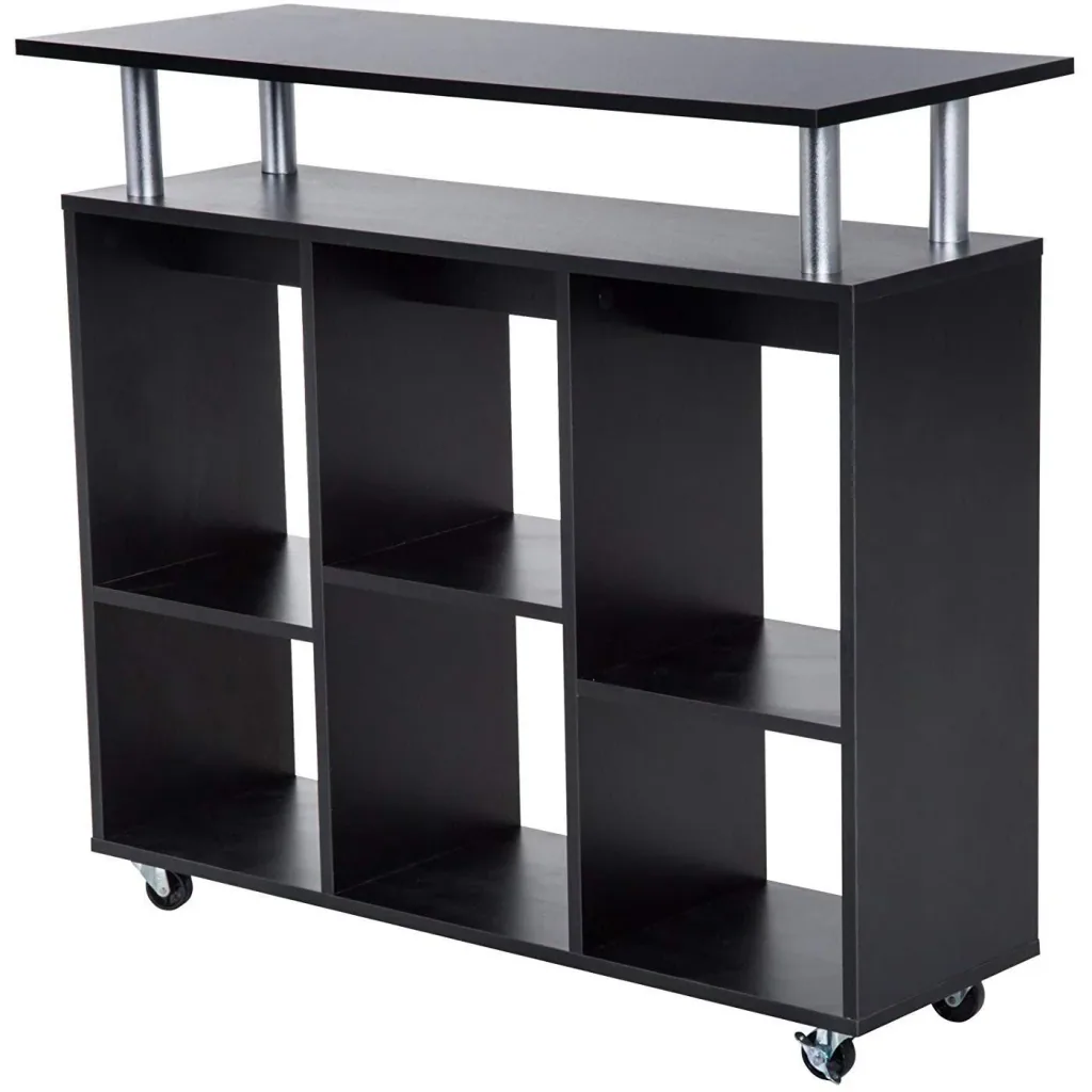 Kitchen trolley serving trolley with 6 compartments black