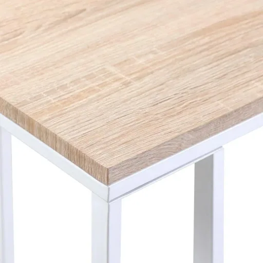 Side table - on wheels - 70 x 40 x 30 cm - Industrial - White/Brown