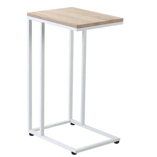 Side table - on wheels - 70 x 40 x 30 cm - Industrial - White/Brown