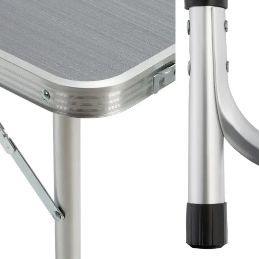 Camping bench 5 pieces gray aluminum foldable