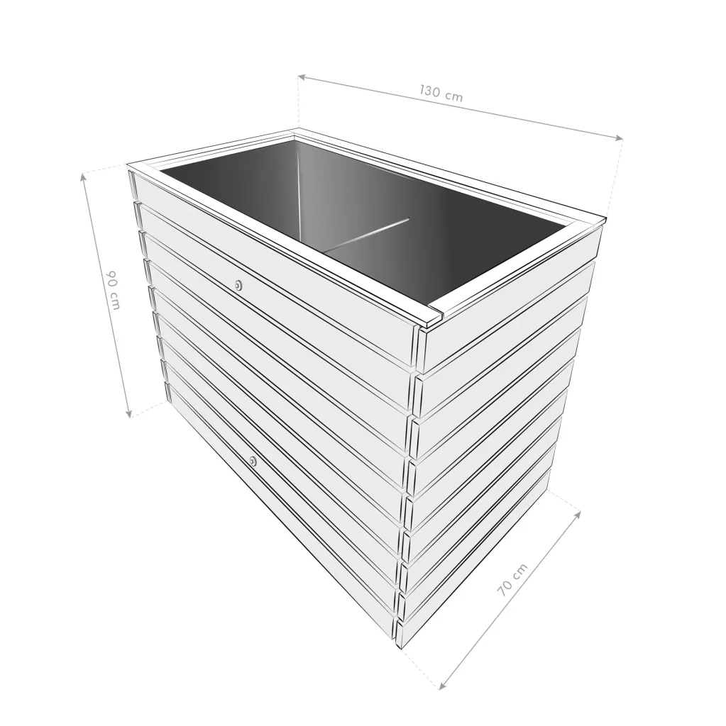 Verhoogde moestuinbak Asket L, 130×70×90 cm, Natuur – Vurenhout, rugvriendelijk