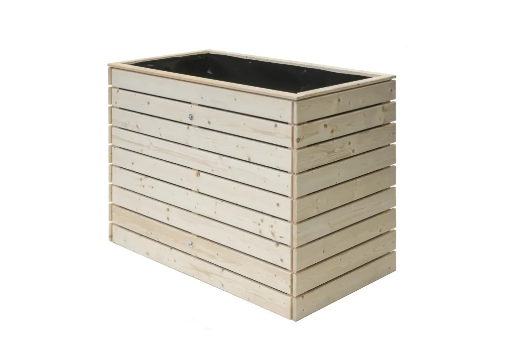 Verhoogde moestuinbak Asket L, 130×70×90 cm, Natuur – Vurenhout, rugvriendelijk