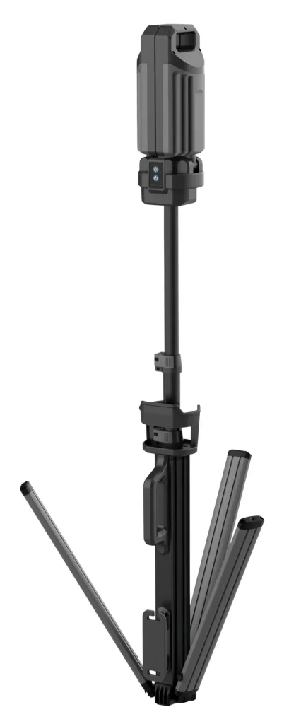 Double LED spotlight with integrated tripod for battery and mains operation