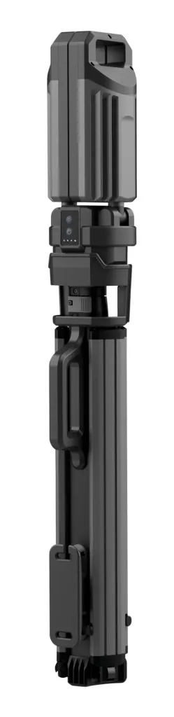 Double LED spotlight with integrated tripod for battery and mains operation