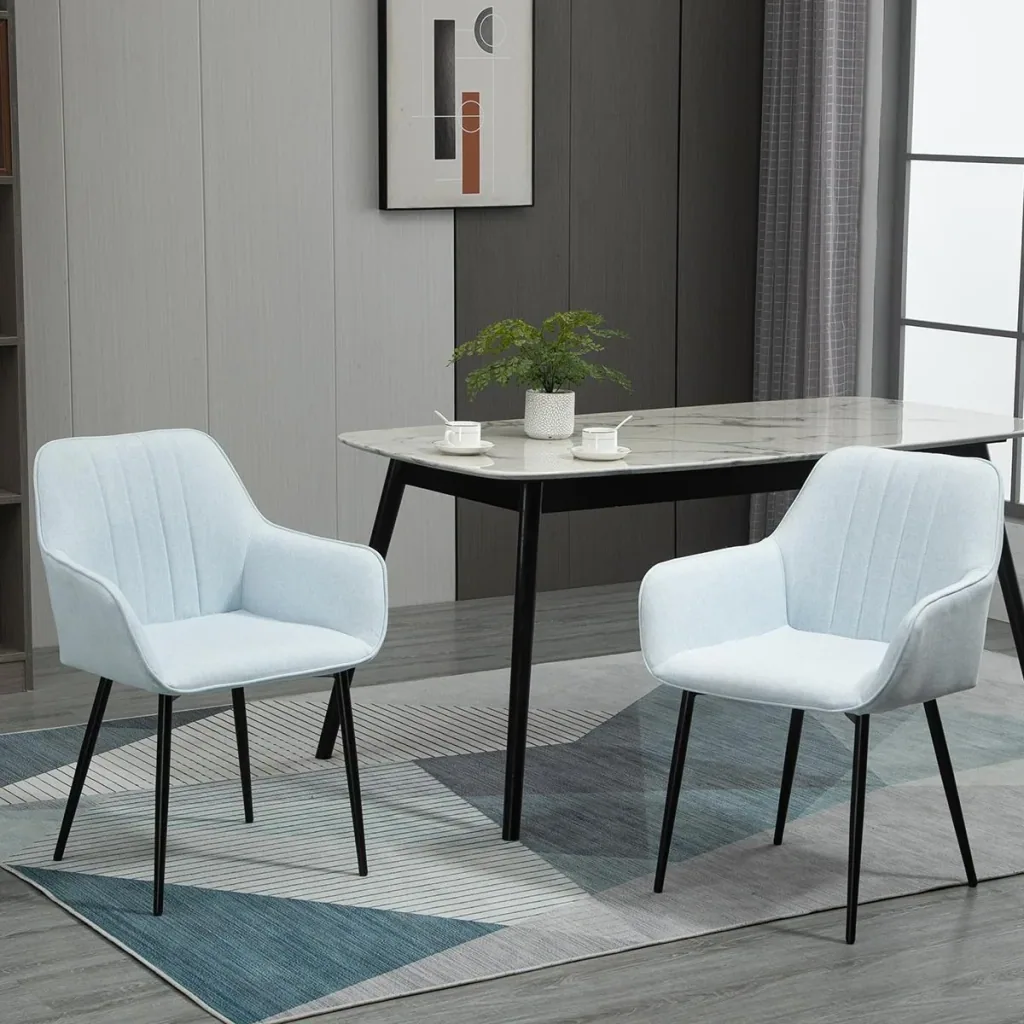 2-piece dining chairs dining chairs with breathable linen cover ergonomic kitchen chair with backrest armrest and