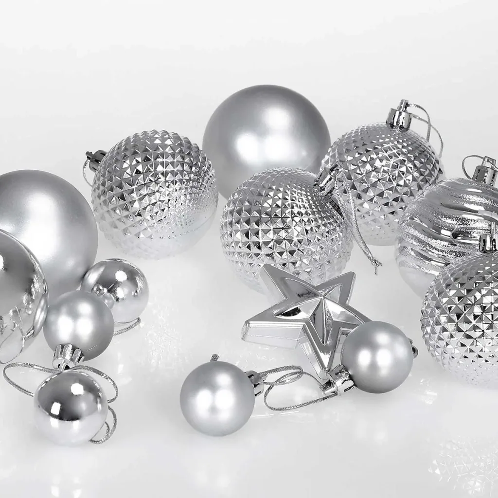 Christmas tree decorations - Christmas tree decorations silver 66 pieces