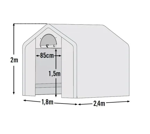 Kas 4,32 m² incl. rek, wit, 185×244 cm – met plantenrek & oproldeur, weerbestendig
