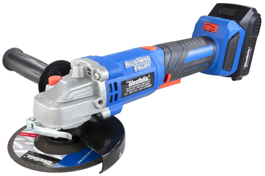 18V haakse slijper zonder koolborstels 125 mm met accu en snellader