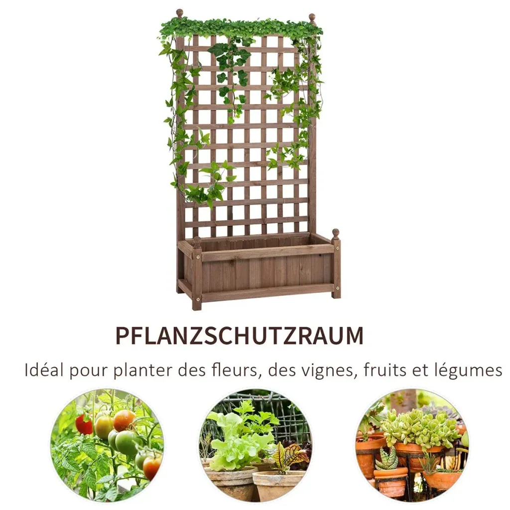Planter with trellis flower box trellis rose arch with trellis for climbing plants garden wood dark brown