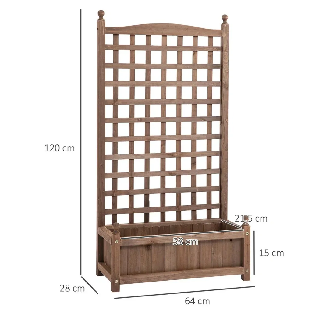 Planter with trellis flower box trellis rose arch with trellis for climbing plants garden wood dark brown