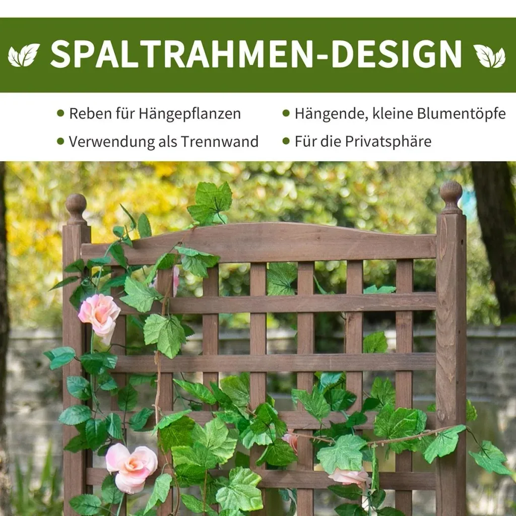 Planter with trellis flower box trellis rose arch with trellis for climbing plants garden wood dark brown