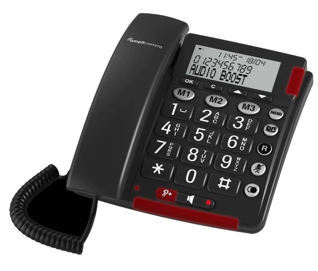 Large button telephone with SOS transmitter