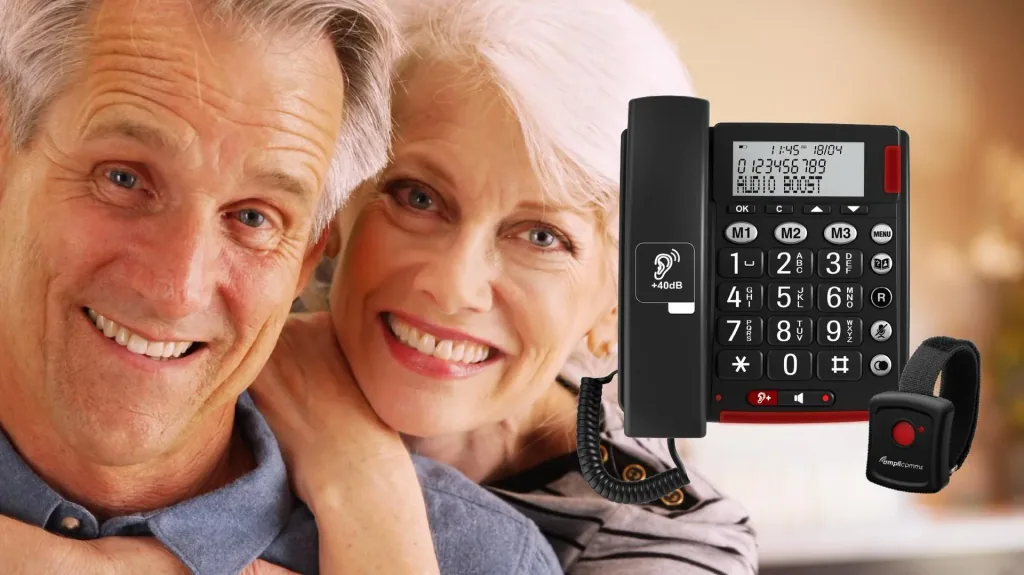 Large button telephone with SOS transmitter