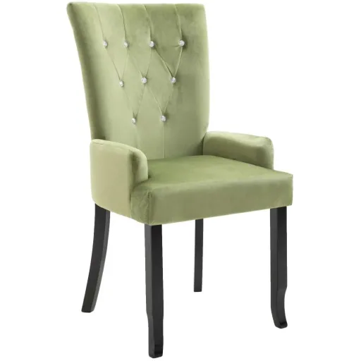 Dining chair with armrests velvet light green