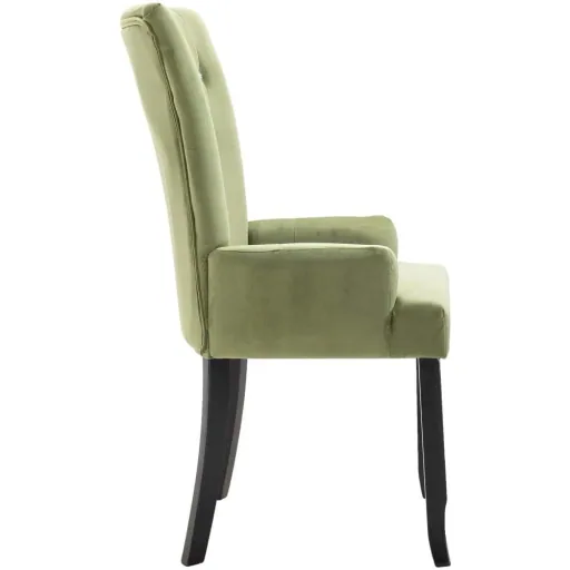 Dining chair with armrests velvet light green