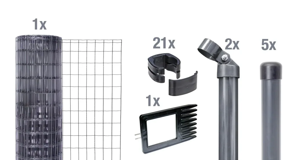 Fix-Clip Pro as a complete fence set, for setting in concrete, anthracite, height 122 cm, length 10 m